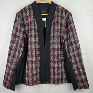 Lane Bryant 26 Blazer Knit Tweed Red Gray Black Jacket Career Office Elegant